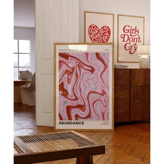 Retro Aura Gradient Print 70s Psychedelic Wall Art, Unframed Canvas 24x36in