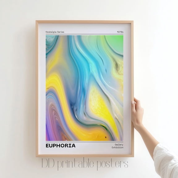 Retro Aura Gradient Print, Euphoria Psychedelic Wall Decor Home Decor UNFRAMED Poster, Wall Art for Decor, Present, 8x12