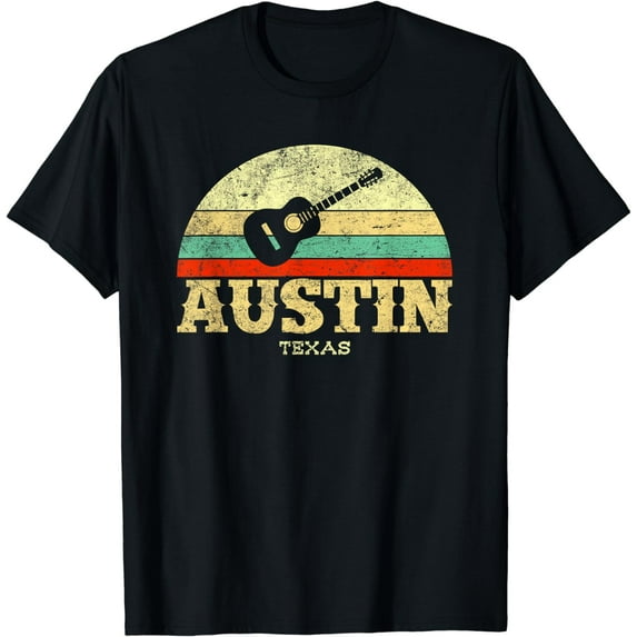 Retro Austin Texas Guitar Shirt Vintage Lone Star State Tee T-Shirt