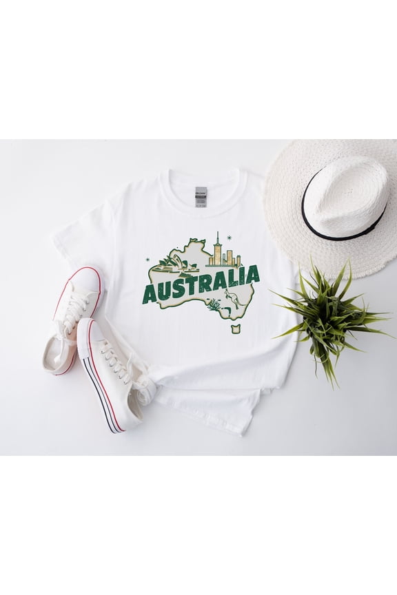 Retro Australia Map Travel T-Shirt, Aussie
