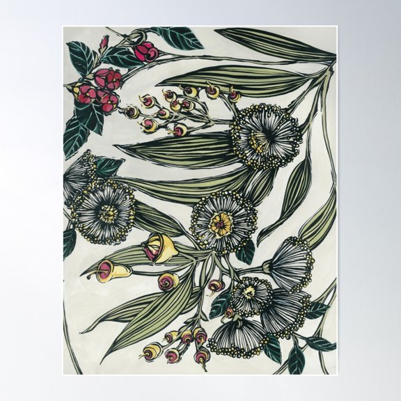 Retro Australian Native Floral 2 Poster Wall Art, Modern Wall Decor For Living Room Bedroom, 16x24 UNFRAMED