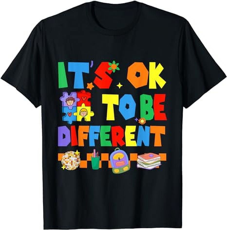 Retro Autism Awareness Groovy Its Ok To Be Different Meme T-Shirt ...