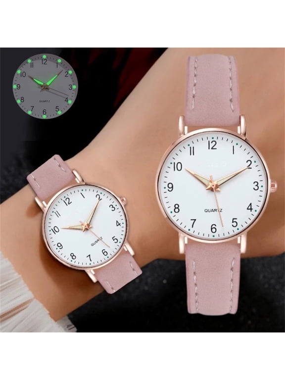 Retro Automatic Ladies Luminous Watch, 32mm Small Dial Self-Winding Mechanical Wristwatch for Women, No Battery Needed, Imitation Leather Strap