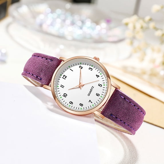 Retro Automatic Ladies Luminous Watch, 32mm Small Dial Self-Winding Mechanical Wristwatch for Women, No Battery Needed, Imitation Leather Strap