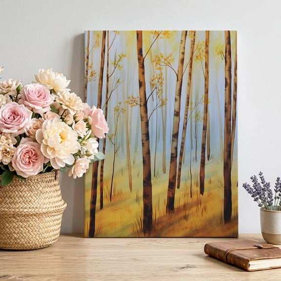 Retro Autumn Canvas Wall Art for Living Room, Trees Leaves Watercolor Landscape Farmhouse Poster Print Painting for Bedroom Office Home Decoration Wall Pictures Prepare To Hang 11"x14"