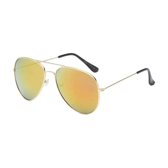 Retro Aviator Sunglasses Gold Frame Orange-Yellow Mirrored Lens UV Blocking Trendy Sun Glasses for Men & Women