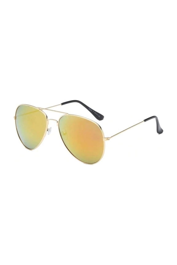 Retro Aviator Sunglasses Gold Frame Orange-Yellow Mirrored Lens UV Blocking Trendy Sun Glasses for Men & Women