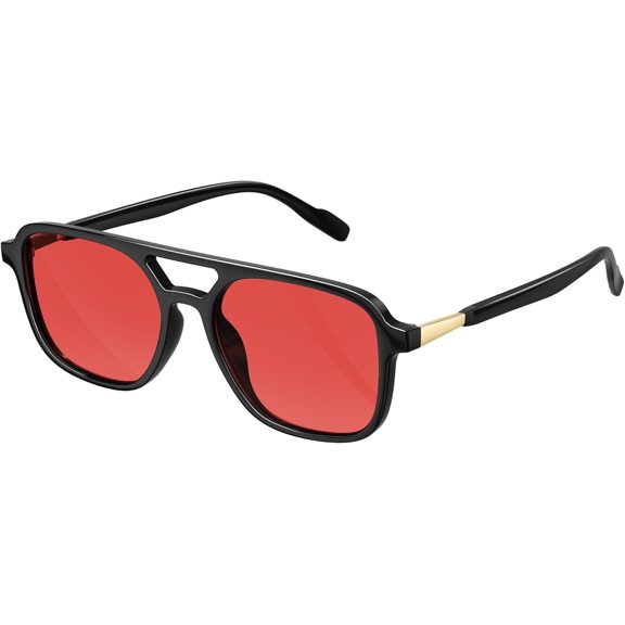 Retro Aviator Sunglasses for Women Men:Polarized Trendy 70s Rectangle Womens Shades Sun Glasses UV Protection