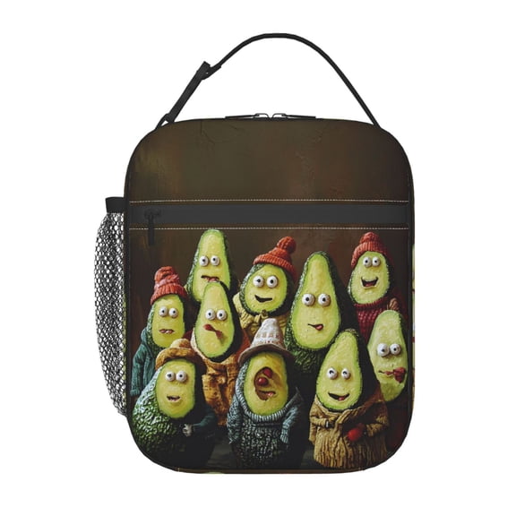 Retro Avocado Lunch Box Reusable Portable Lunch Bag Tote Bag for Work Picnic Hiking