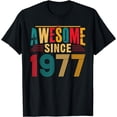 thumbnail image 1 of Retro Awesome Since 1977 Birthday Vintage Classic Print T-Shirt, 1 of 3