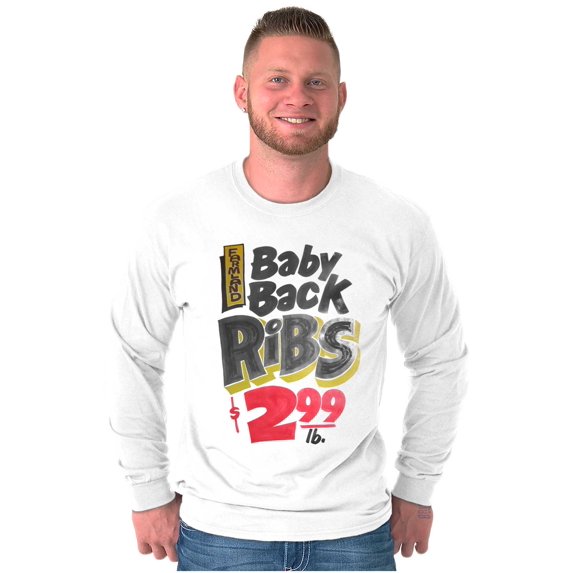 Retro Baby Back Ribs Food Poster Plus Size Long Sleeve Graphic Tee Shirt Brisco Brands 2X