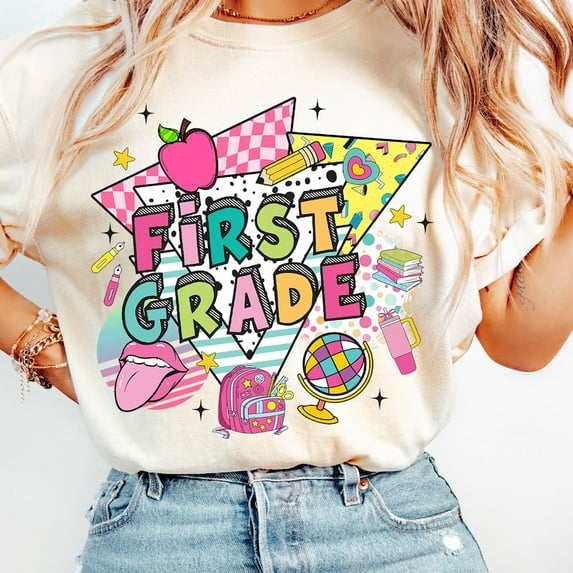 Retro Back to School Shirt Bundle,First Grade Shirt, First Day Shirt for Kindergarten, 1st, 2nd, 3rd Grade, Fun Retro Teacher Shirt for School Outfit Ideas