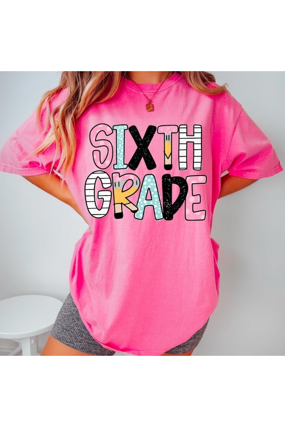 Retro Back to School Teacher Shirt Bundle, Sixth Grade Level First Day Shirts, Elementary Teacher Outfit, Fun Gift Shirt for Back to School Day