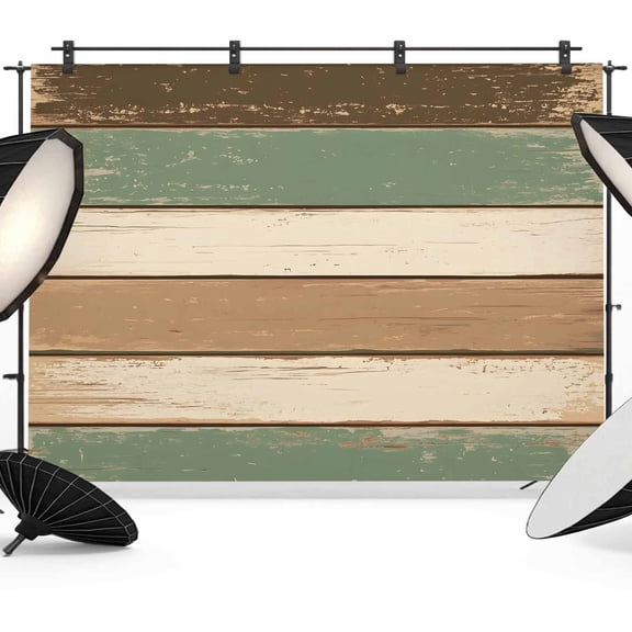 Retro Backdrop for Photography, Brown Green Stripe Antique Wood Background Photo Backdrop Portrait Background Party Banner Photo Backgrounds for Studio Booth Props, 10x8ft