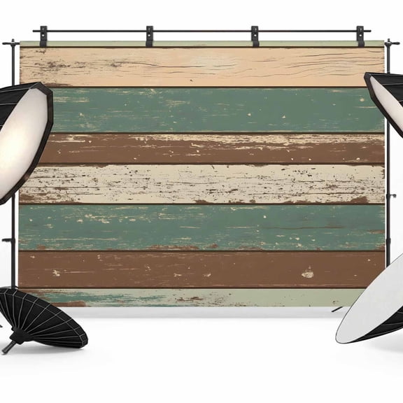 Retro Backdrop for Photography, Brown Green Striped Antique Wood Background Photo Backdrop Portrait Background Party Banner Photo Backgrounds for Studio Booth Props, 10x8ft