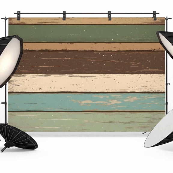 Retro Backdrop for Photography, Green Brown Striped Antique Wood Background Photo Backdrop Portrait Background Party Banner Photo Backgrounds for Studio Booth Props, 7x5ft