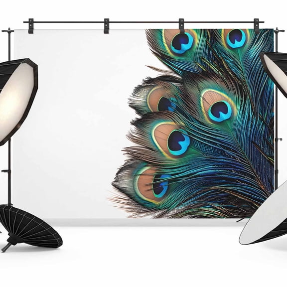 Retro Backdrop for Photography, Peacock Feathers Abstract Art Photo Backdrop Portrait Background Party Banner Photo Backgrounds for Studio Booth Props, 7x5ft