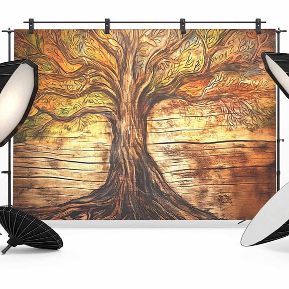 Retro Backdrop for Photography, Tree Planks Branches Wood Grain Photo Backdrop Portrait Background Party Banner Photo Backgrounds for Studio Booth Props, 10x8ft
