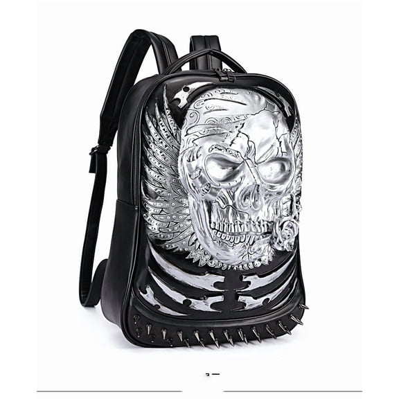 Retro Backpack Men's Pu Computer School Bag,Silver
