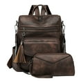 thumbnail image 1 of Retro Backpack Purse School Bag PU Leather Shoulder Bag Large Capacity Daypacks, 1 of 8
