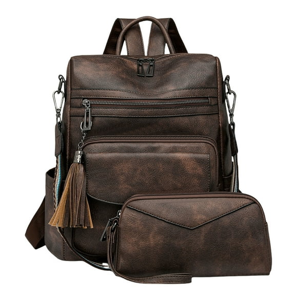 Retro Backpack Purse School Bag PU Leather Shoulder Bag Large Capacity Daypacks