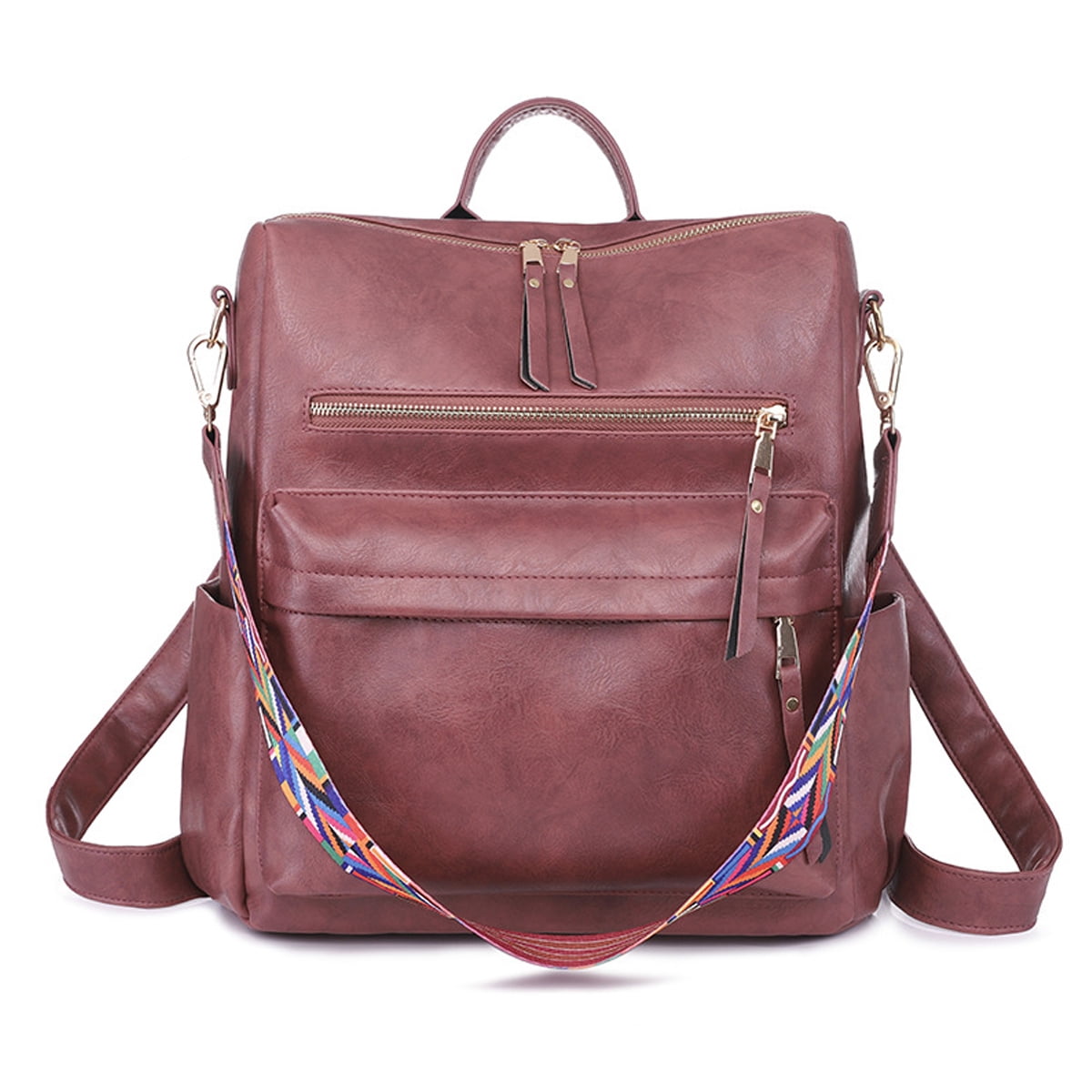 Retro Backpack Women Leather Shoulder Bag Travel Backpack Shoulder