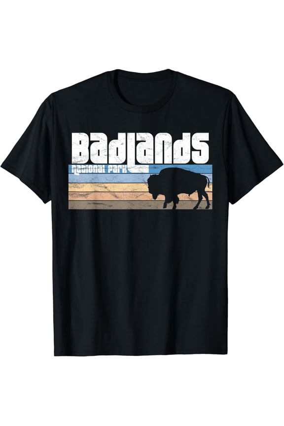 Retro Badlands National Park South Dakota SD Bison Lovers T-Shirt