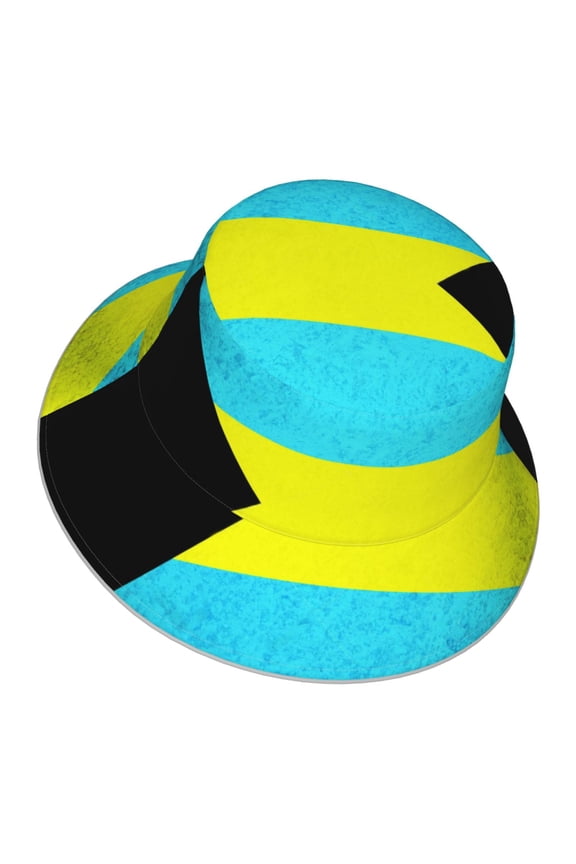 Retro Bahamas Flag Bucket Hat With Reflective Stripe For Men Women Reversible Outdoor Travel Hiking Beach Caps