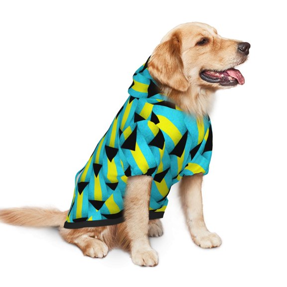 Retro Bahamas Flag Dog Hoodie Colorful Pullover Sweatshirts X-Large