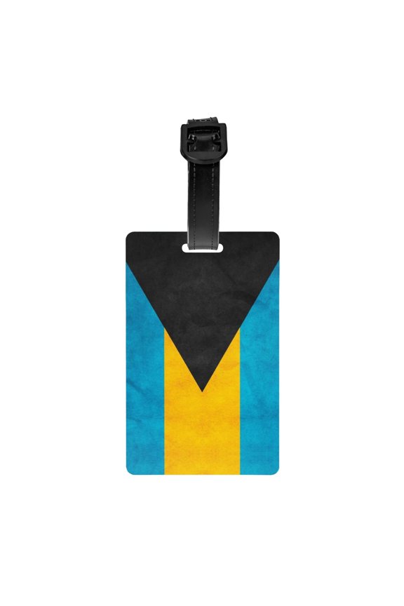 Retro Bahamian Flag Pvc Luggage Tag With Name Id Labelfor Women Men