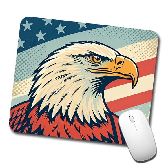 Retro Bald Eagle Patriotic USA United States Of America Mouse Pad Low Profile Gaming Mat