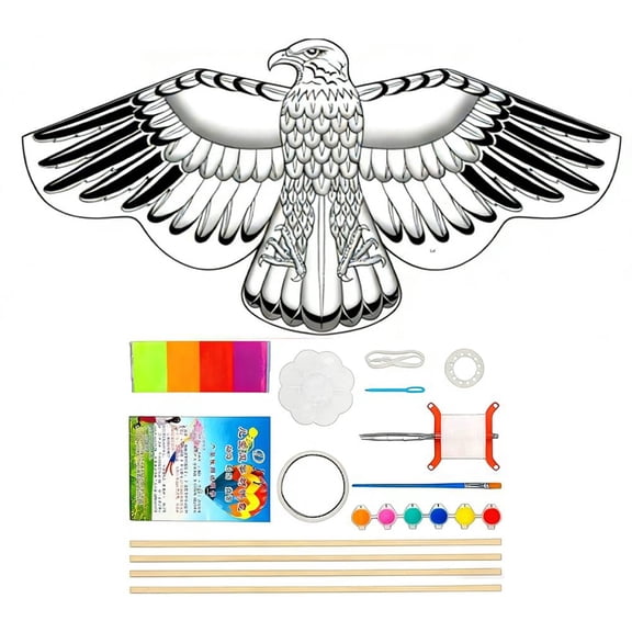 Retro Bamboo Stick DIY Kite Making Kit - Hand-Painted Blank Kite Craft Set, Make Your Own Kite Supplies for Children Art & Craft Activities