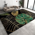 thumbnail image 1 of Retro Banana Leaves Palm Leaves Area Rug, Light Luxury Black Gold Leaf Large Area Rug, Low Pile With Non Slip Backing Washable Rug For Room Sofa Living Room Home Decor Floor Mat 5x8ft, 1 of 6