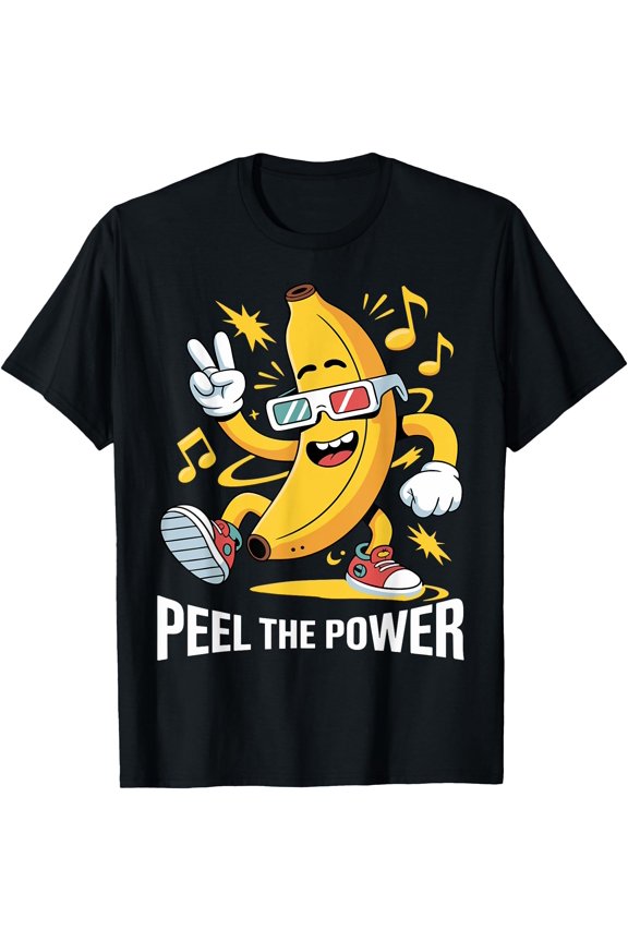 Retro Banana Pun Funny Bannan Peel The Power T-Shirt, Unisex T-Shirt