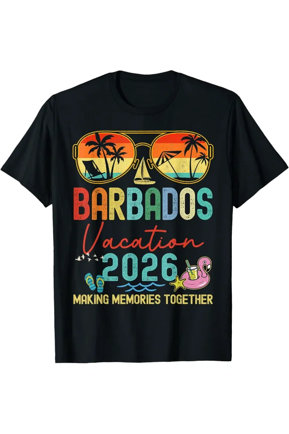 Retro Barbados Vacation 2026 Memories Matching Group Trip T-Shirt, Unisex T-Shirt