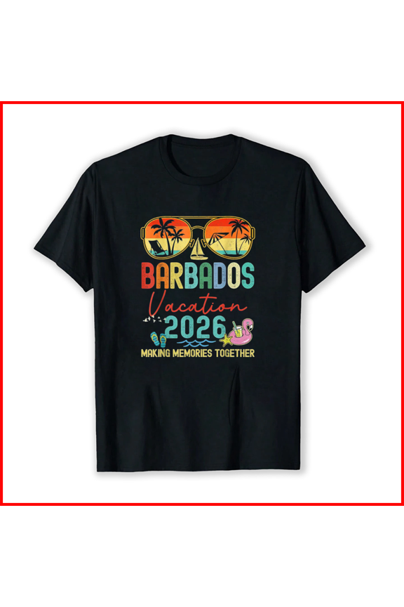 Retro Barbados Vacation 2026 Memories Matching Group Trip Unisex T-Shirt, up to Size 5XL