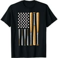 thumbnail image 1 of Retro Baseball American Flag - Vintage Baseball Flag T-Shirt Black 3X-Large, 1 of 4