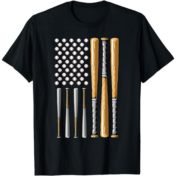 Retro Baseball American Flag - Vintage Baseball Flag T-Shirt