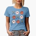 thumbnail image 1 of Retro Baseball Bats, Gloves & Smiling Balls Art Merch Gift, Baby Blue T-Shirt, Large, 1 of 5