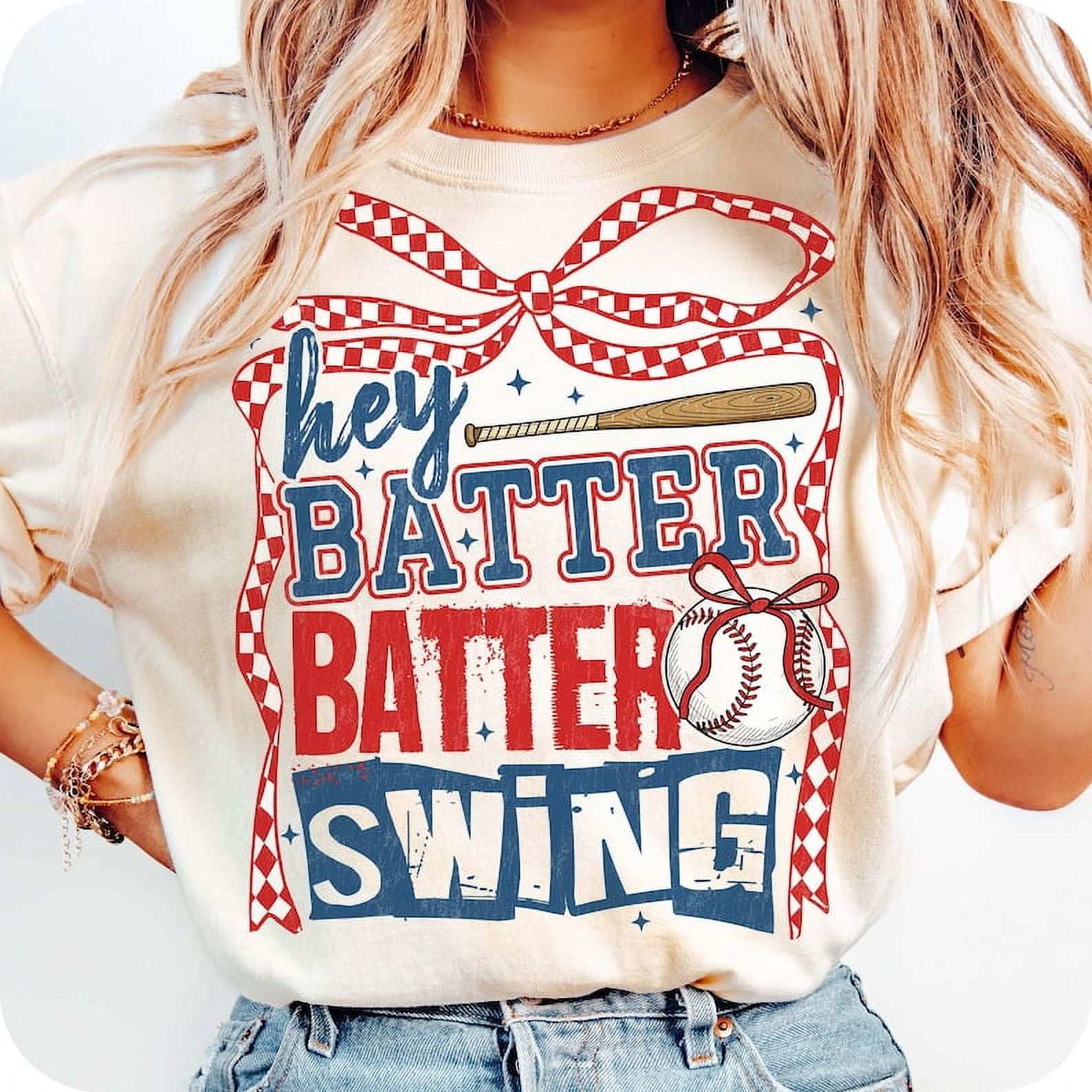 Retro Baseball Batter Batter Swing T-Shirt, Checkered Baseball Coquette Tee, Game Day Baseball Shirt, Baseball Mom Tee, Baseball Shirt Design