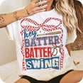 thumbnail image 1 of Retro Baseball Batter Swing T-Shirt, Checkered Coquette Baseball Mom Tee, Game Day Baseball Shirt, Stylish Outfit for Proud Baseball Moms, 1 of 5