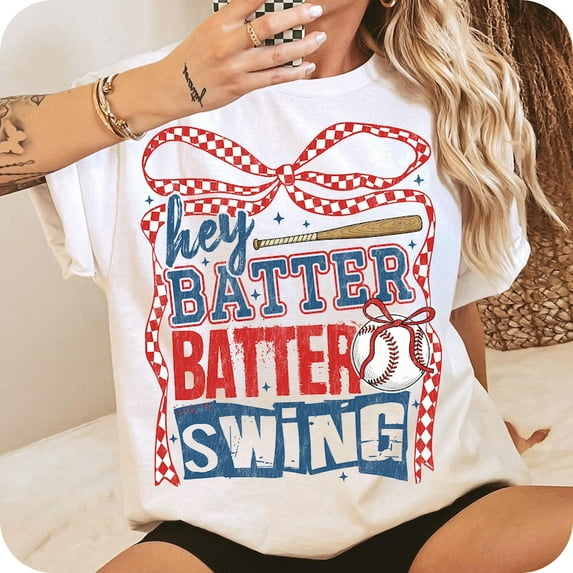 Retro Baseball Batter Swing T-Shirt, Checkered Coquette Baseball Mom Tee, Game Day Baseball Shirt, Stylish Outfit for Proud Baseball Moms