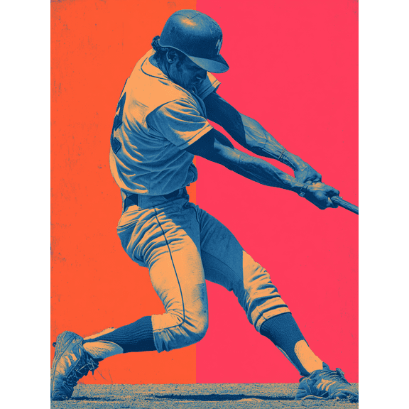Retro Baseball Canvas Print, Sports Art Poster, Baseball Fan Room Decor and Gift