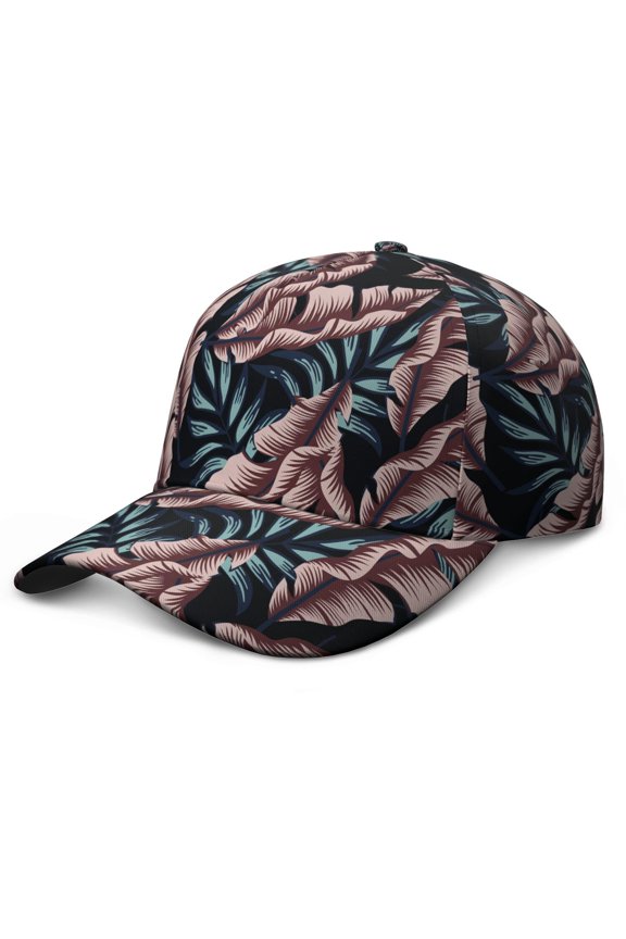 Retro Baseball Cap, Comfortable Fit Washed Dad Hat with Tropical Leaf and Palm Inspired Design, Lightweight Performance Hat for Summer Running and Daily Use