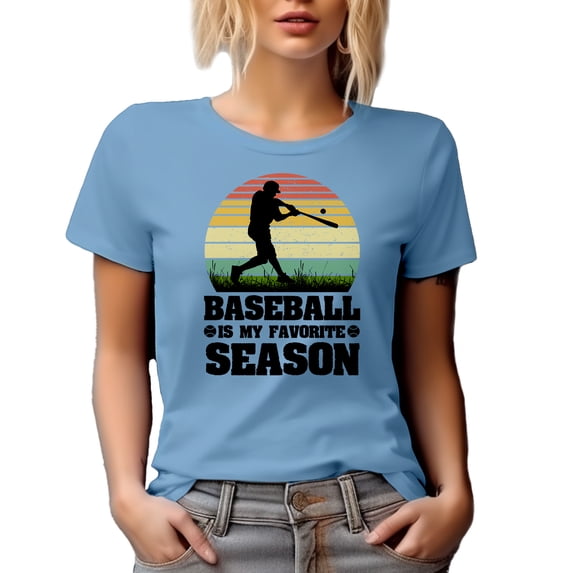 Retro Baseball Is My Favorite Season, Baby Blue T-Shirt, Medium