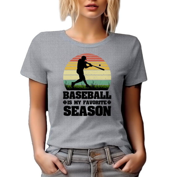 Retro Baseball Is My Favorite Season, Heather Grey T-Shirt, XL