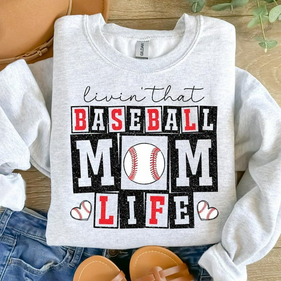 Retro Baseball Mom Sweatshirt, Glitter Baseball Mama Shirt, Baseball Mom Life Game Day Sweatshirt, Stylish Baseball Shirt for Proud Mamas