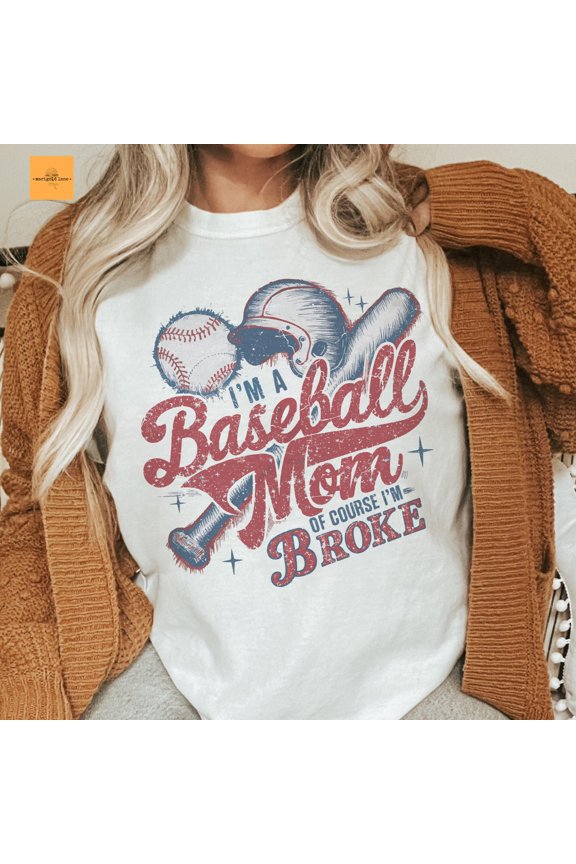 Retro Baseball Mom Tshirt Distressed Game Day Tee