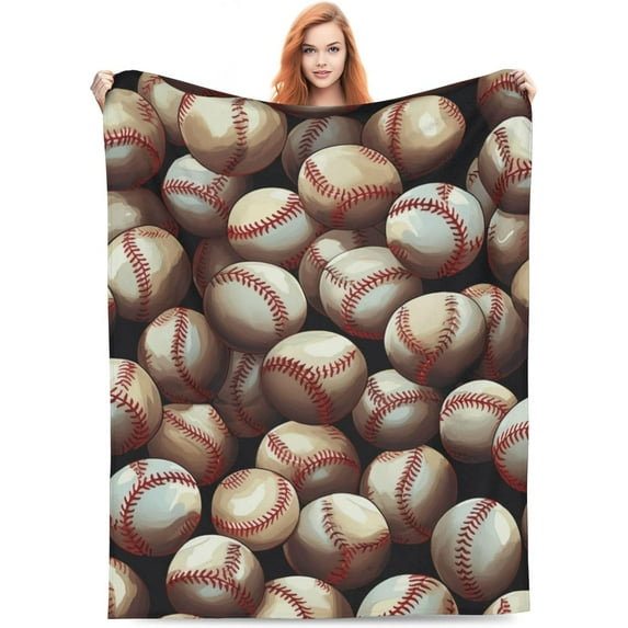 Retro Baseball Pattern Throw Blanket for Boys Kids Men Teens Adults Soft Flannel Plush Lightweight Warm Cozy Game Sport Blanket for Bed Couch Sofa Travel 50"X60"