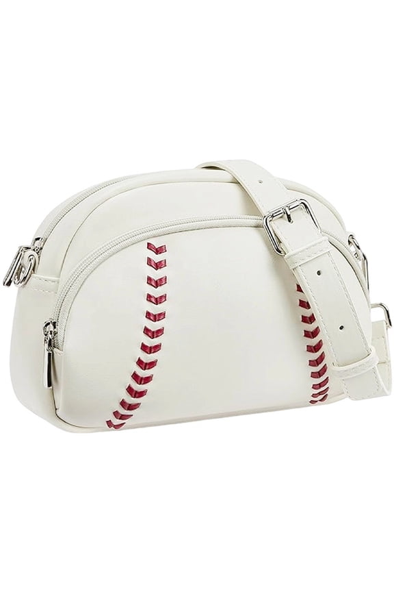 Retro Baseball Shape Shoulder Bag PU Leather Crossbody Bag Fashion Creative Unique Versatile Handbag for Women